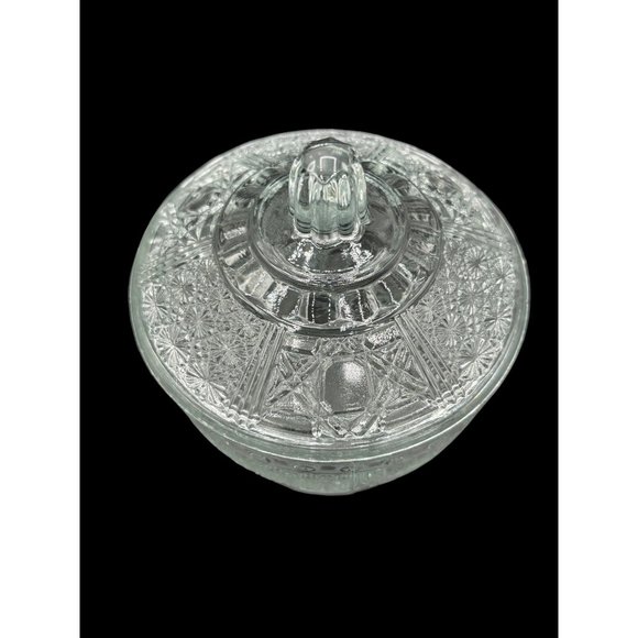 Vintage Pressed Glass Covered Candy Dish - Picture 2 of 8